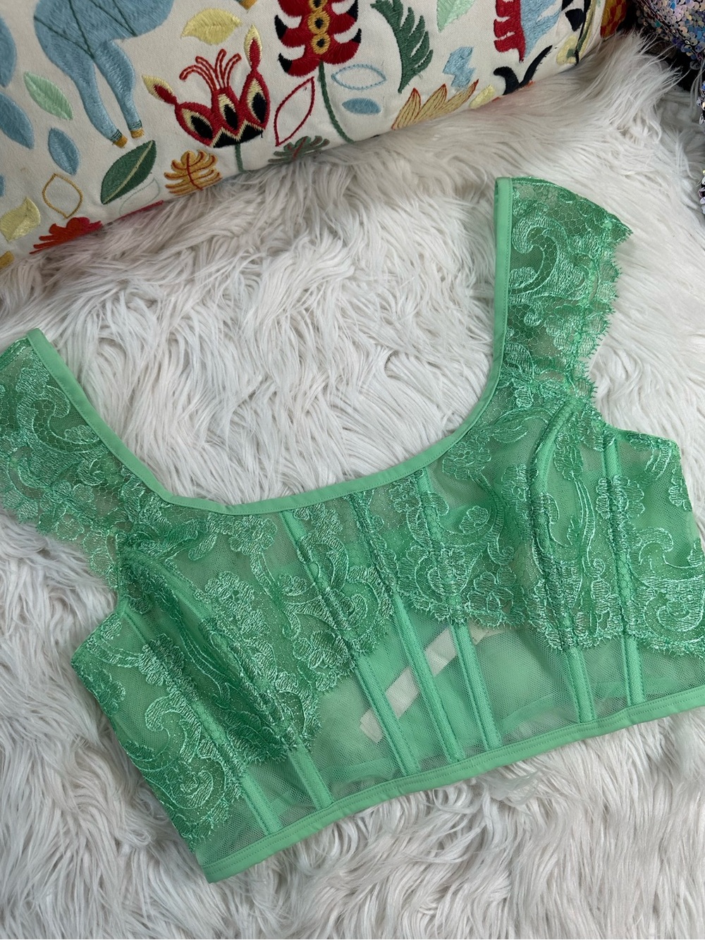 VS • Dream Angels Boho Cap Sleeve Floral Embroidery Corest Bra Top